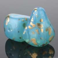 Old Style Drop (13x12mm) Aqua Blue Opaline/Silk with Antique Gold Finish