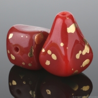 Old Style Drop (13x12mm) Red Opaline with Antique Gold Finish