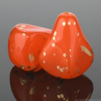 Old Style Drop (13x12mm) Orange Opaline with Antique Gold Finish