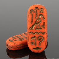 Egyptian Cartouche (25x10mm) Orange Opaque Matte with Dark Bronze Wash