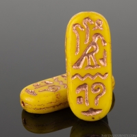 Egyptian Cartouche (25x10mm) Sun Yellow Opaque with Copper Wash