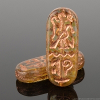 Egyptian Cartouche (25x10mm) Light Amber Transparent with Picasso Finish and Copper Wash