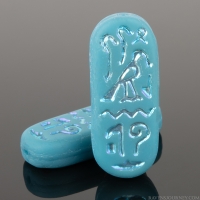 Egyptian Cartouche (25x10mm) Blue Turquoise Opaque Matte with Two Sided Iridescent Aurora Borealis Finish