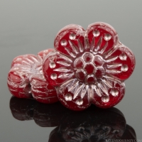 Wild Rose (14mm) Red Opaline with Platinum Wash
