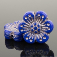 Wild Rose (14mm) Royal Blue Opaque with Platinum Wash
