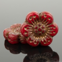 Wild Rose (14mm) Red Opaline with Dark Bronze Wash
