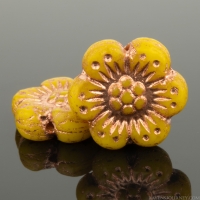 Wild Rose (14mm) Yellow Opaque with Copper Wash
