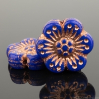 Wild Rose (14mm) Royal Blue Opaque with Copper Wash