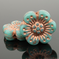 Wild Rose (14mm) Turquoise Opaque with Copper Wash