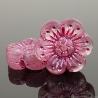 Wild Rose (14mm) Crystal Transparent with Metallic Pink Wash