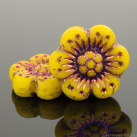 Wild Rose (14mm) Yellow Opaque Matte with Two Sided Iridescent Purple Blue Finish