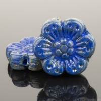 Wild Rose (14mm) Royal Blue Opaque with Silver Metallic Patina