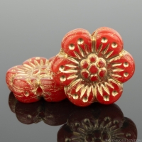 Wild Rose (14mm) Burnt Orange Opaline with Gold Wash