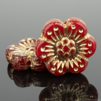 Wild Rose (14mm) Red Opaline with Gold Wash