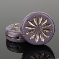Coin with Aster (12mm) Purple Silk with Platinum Wash