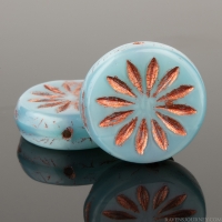 Coin with Aster (12mm) Sky Blue Silk with Copper Wash
