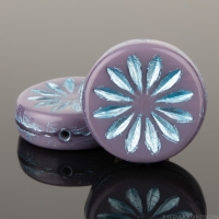 Coin with Aster (12mm) Purple Silk with Aqua Wash