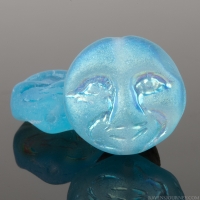 Moon Face (13mm) Aqua Blue Transparent Matte with Aurora Borealis Finish