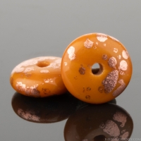 Disc Spacer (6mm) Ochre Orange Opaque with Antiqued Copper Finish