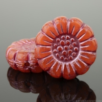 Sunflower (13mm) Orange Opaline with Pink Wash