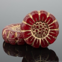 Sunflower (13mm) Red Opaline with Gold Wash