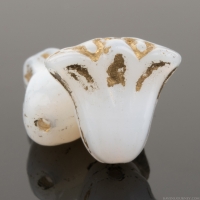 Lily (9x10mm) White Ivory Opaque with Bronze Wash