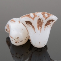 Lily (9x10mm) White Ivory Opaque with Dark Bronze Wash