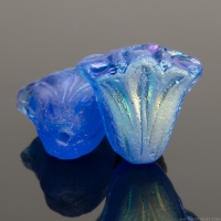 Lily (9x10mm) Deep Blue Transparent Matte with Aurora Borealis Half Coat Finish