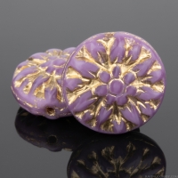 Dahlia Flower (15mm) Pink and Purple Silk Mix with Gold Wash