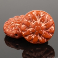 Dahlia Flower (15mm) Ochre Orange with Copper Wash