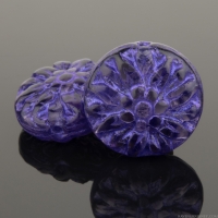 Dahlia Flower (15mm) Tanzanite Deep Purple Transparent with Metallic Purple Wash