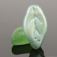 Small Leaf (10x6mm) Tourmaline Green Transparent and Blue Turquoise Opaque Mix Matte with Aurora Borealis Finish