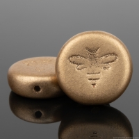 Pressed Coin with Bee (12mm) Light Gold Satin