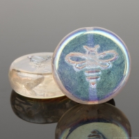 Pressed Coin with Bee (12mm) Crystal Transparent with Golden Aurora Borealis Finish