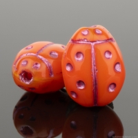 Lady Bug (10x7mm) Orange Opaline with Pink Wash