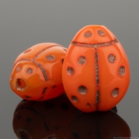 Lady Bug (10x7mm) Orange Opaline with Dark Bronze Wash