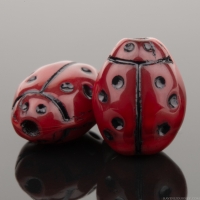 Lady Bug (10x7mm) Red Opaline with Black Wash