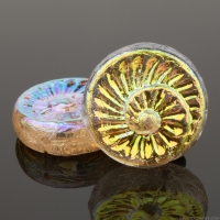 Fossil (19mm) Crystal Transparent with Gold Iridescent Aurora Borealis Finish