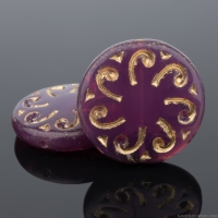 Sun Coin (23mm) Purple Pink Opaline with Gold Wash