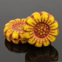 Sunflower (13mm) Yellow Opaque with Copper Wash