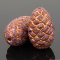 Pine Cone (13x8mm) Purple Opaque Finish with Copper Wash