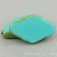 Diamond (20x12mm) Turquoise Opaque with Picasso