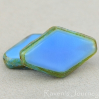Diamond (20x12mm) Blue Opaque with Picasso