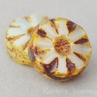 Medium Flower Coin (12mm) Yellow Silk with Picasso