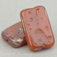 Groovy Rectangle (19x12mm) Carnelian Opaline with Picasso