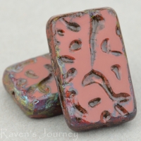 Groovy Rectangle (19x12mm) Brown Rust Opaque with Picasso