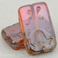 Groovy Rectangle (19x12mm) Pink Smokey Blue Mix Transparent with Picasso
