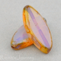 Pointed Oval (17x8mm) Periwinkle Purple Opaline with Picasso