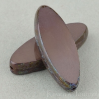 Pointed Oval (21x8mm) Red Brown Opaque with Picasso