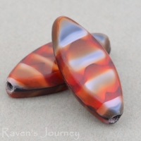 Pointed Oval (17x8mm) Orange Tiger's Eye Opaque with Matte Edge 8 Strands of 10 Beads per Unit *Last Unit Remaining*